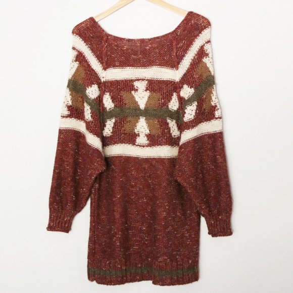 Free People Northern Lights Sweater Dress Wool Linen Blend Boho Cozy Western XS - Picture 4 of 16